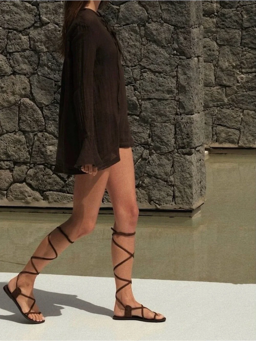 Zara Suede Lace Up Sandals - Picture 10 of 10